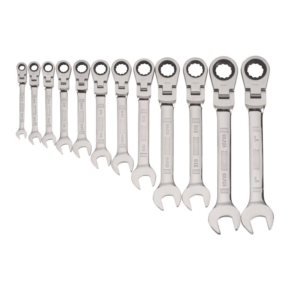 DEWALT 12 piece Flex Head Ratcheting SAE Wrench Set - Flockneti