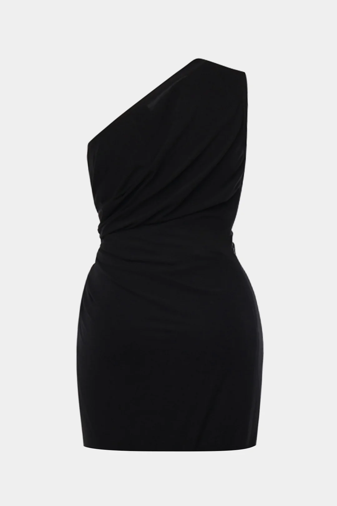 Plus Size Metallic One Shoulder Sleeveless Mini Dress - Flockneti