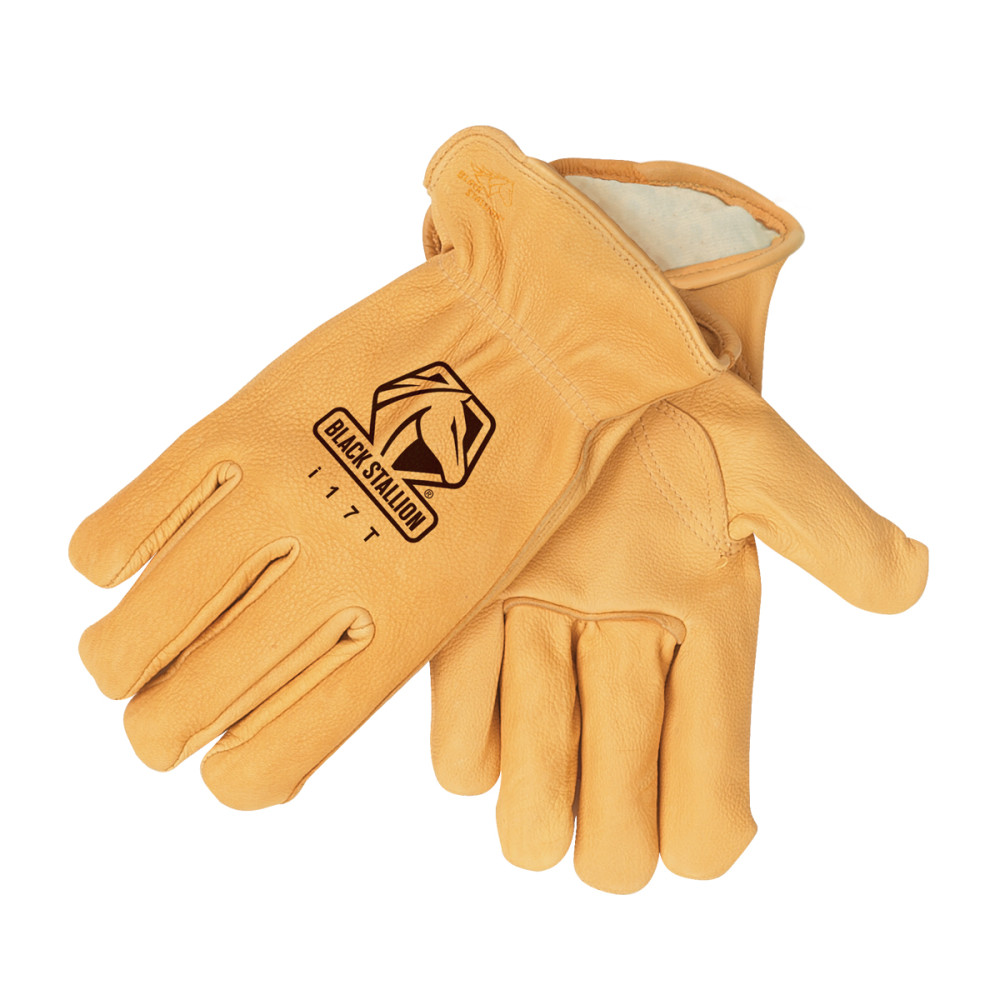 Black Stallion Deerskin Winter Drivers Gloves Small - Flockneti