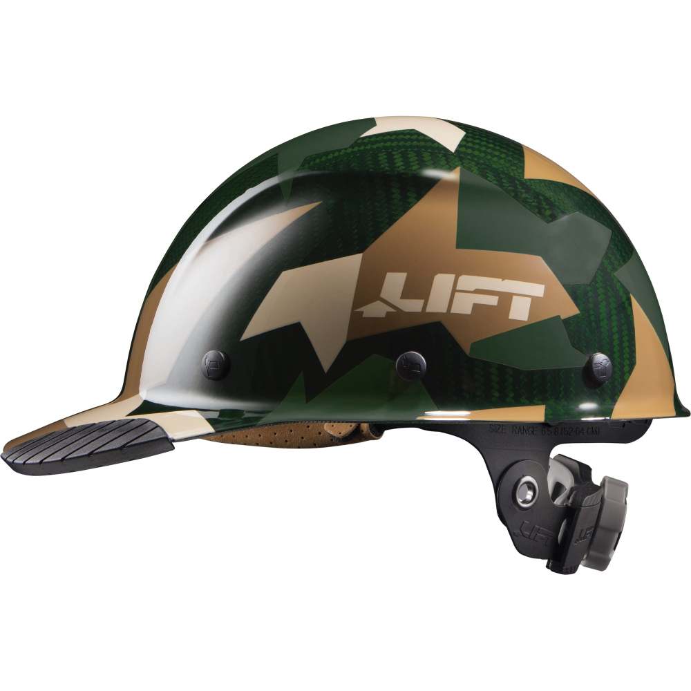 Lift Safety Hard Hat DAX Jungle Camo Carbon Fiber Cap Style - Flockneti