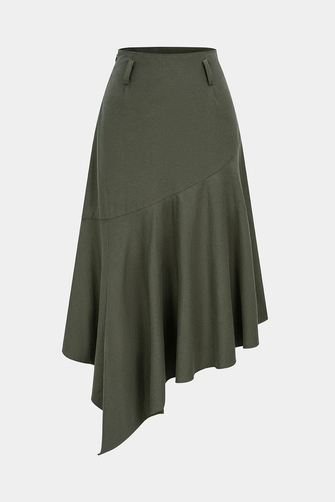 Solid High Waist Irregular Hem Skirt - Flockneti