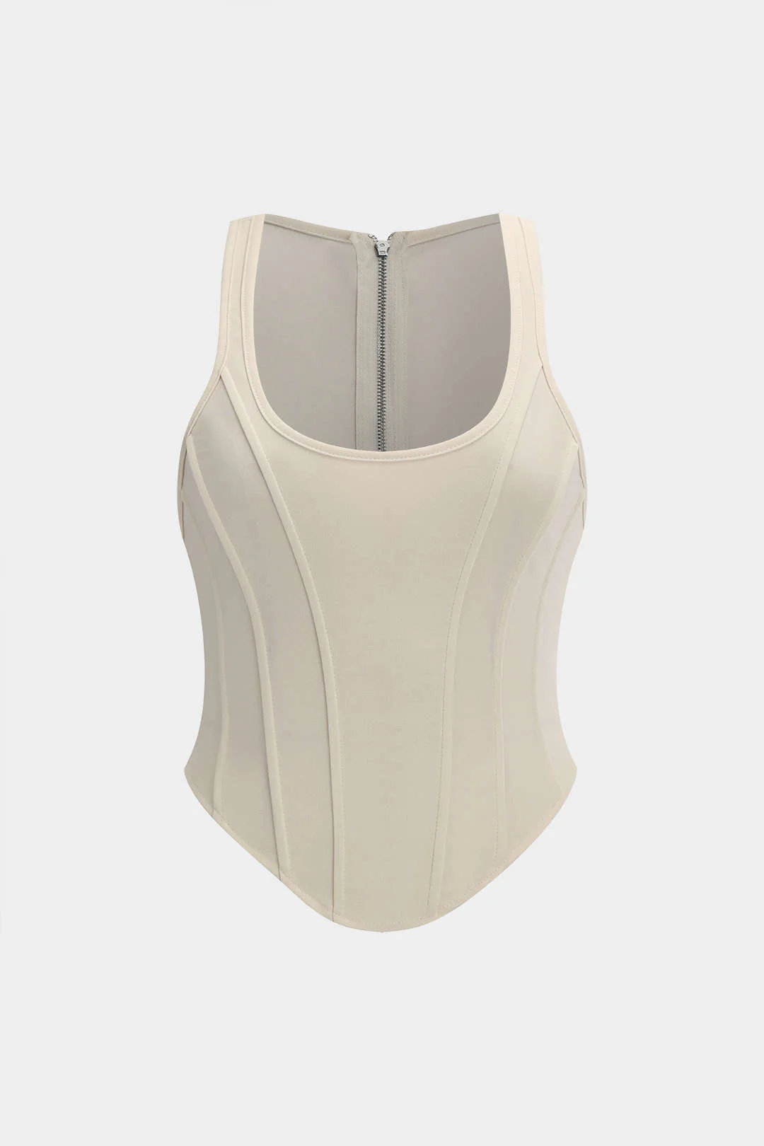Plus Size Zipper Detail Corset Tank Top - Flockneti