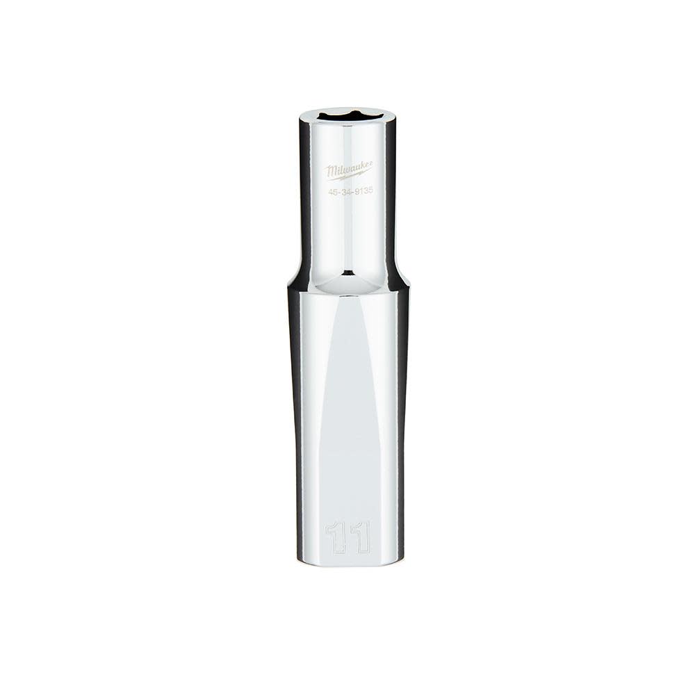 Milwaukee 1/2 in. Drive 11MM Metric 6-Point Deep Socket with FOUR FLAT Sides - Flockneti