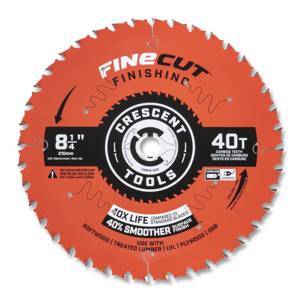 Crescent Circular Saw Blade 8 1/4″ x 40 Tooth Fine Cut Finishing - Flockneti