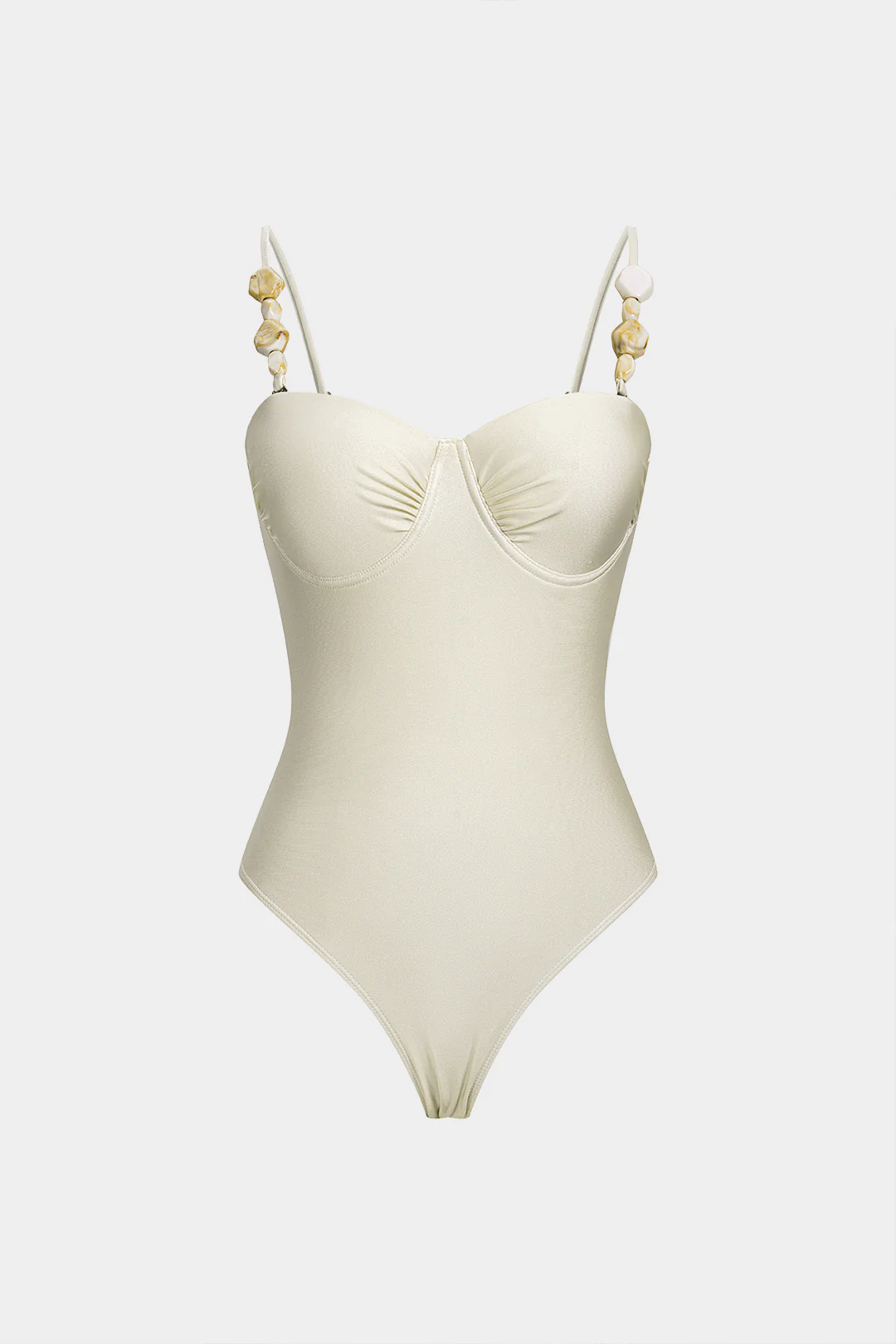 Ruched Beaded Backless Swimsuit - Flockneti