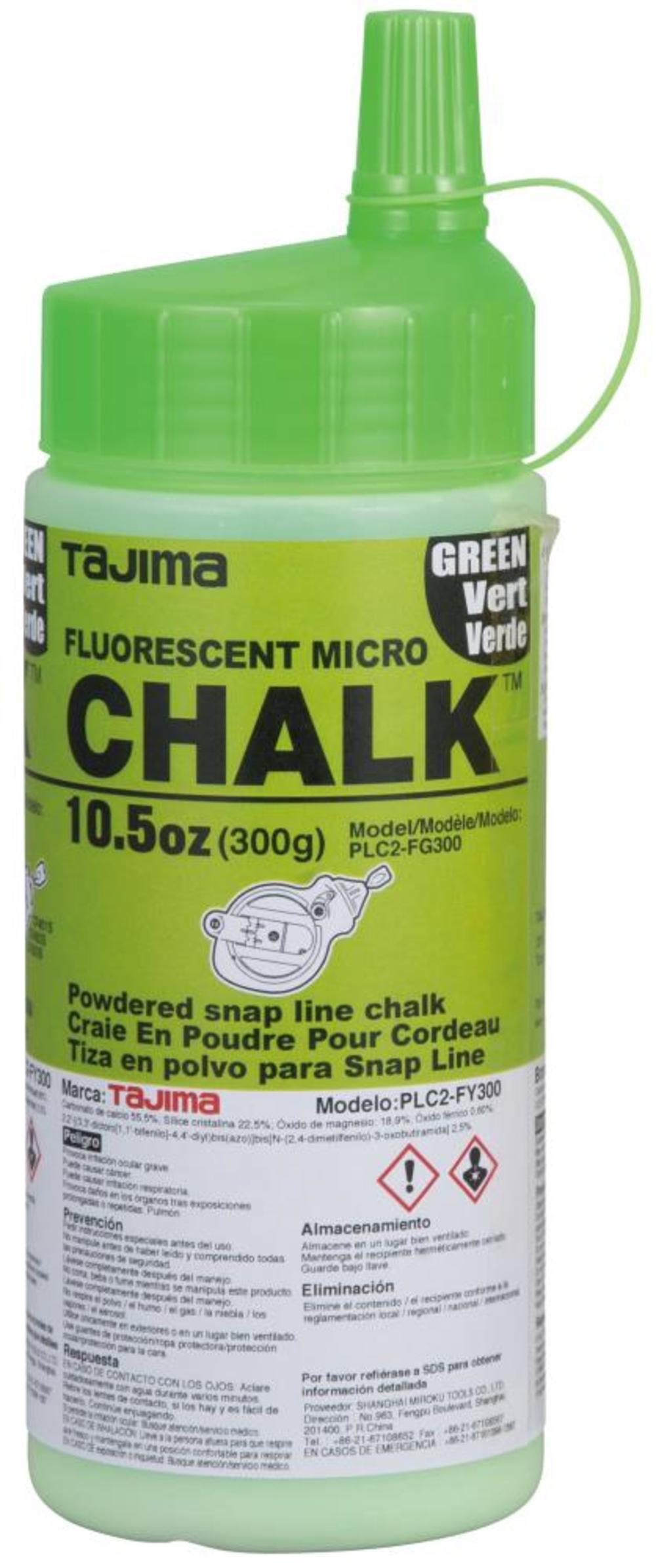 Tajima CHALK-RITE Micro Chalk Ultra-Fine Fluorescent Green Chalk 300 Gr./ 10.5 Oz. with Easy Fill Nozzle - Flockneti