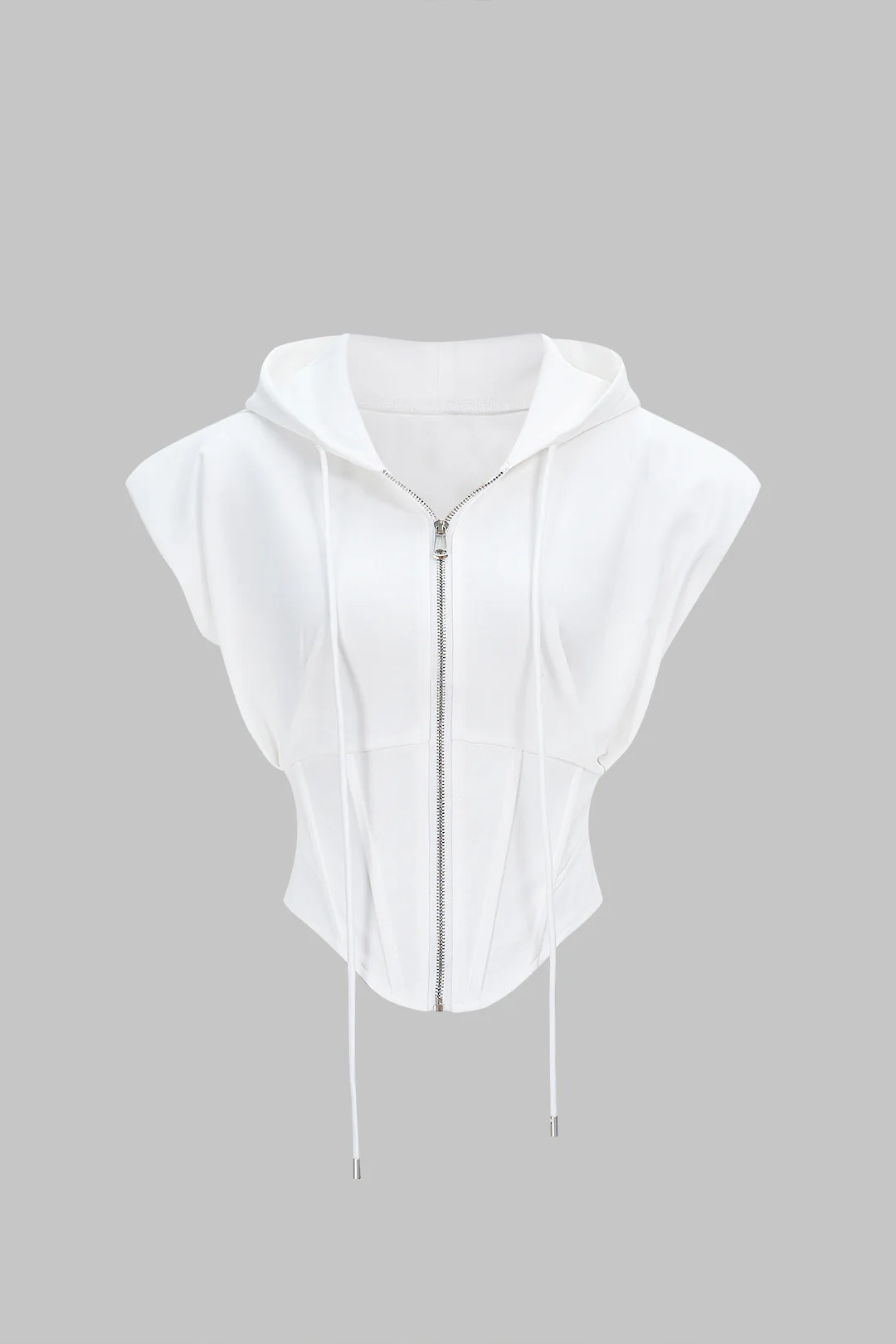 Zipper Drawstring Sleeveless Hoodie - Flockneti