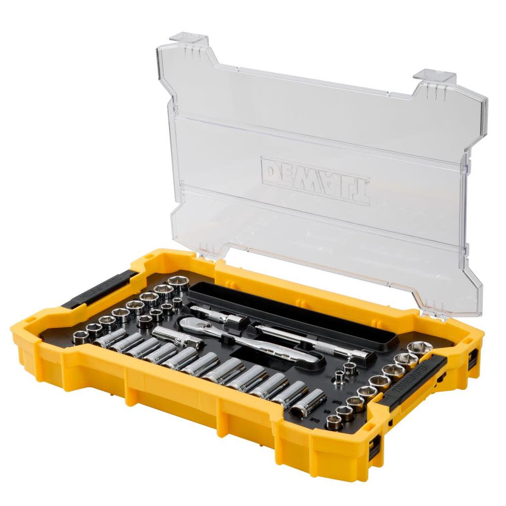 DEWALT Socket & Ratchet 37pc Set with TOUGHSYSTEM 2.0 Shallow Tool Tray - Flockneti