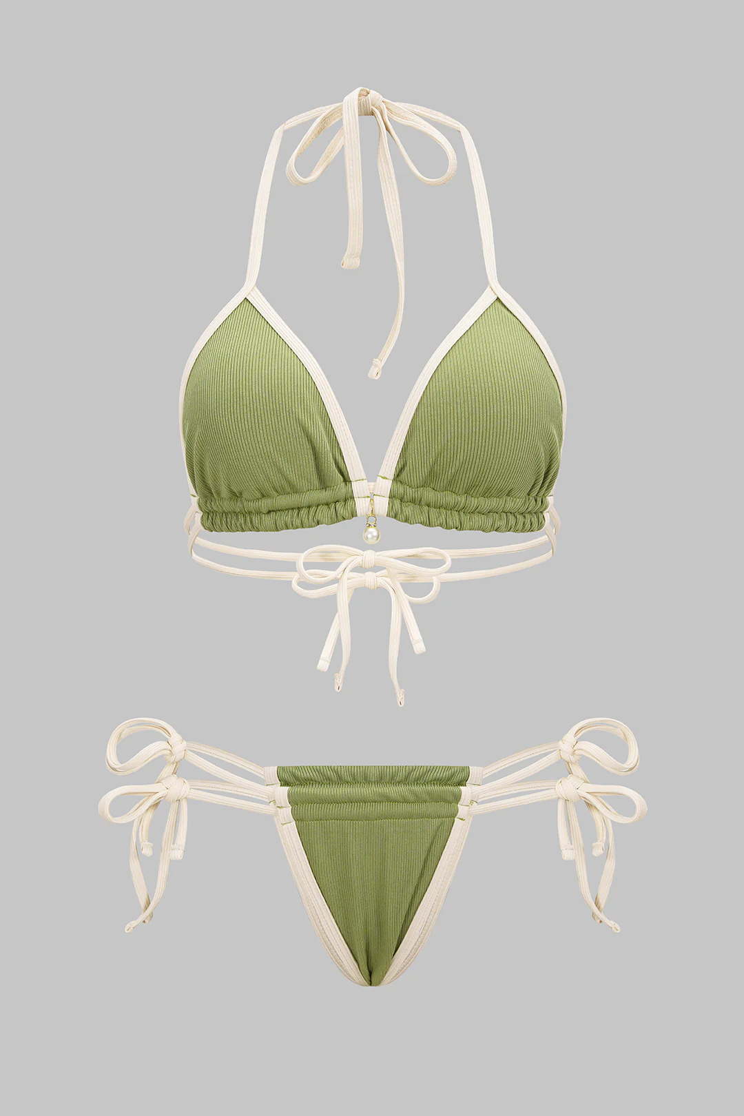 Contrast Tie-Up Bikini Set - Flockneti
