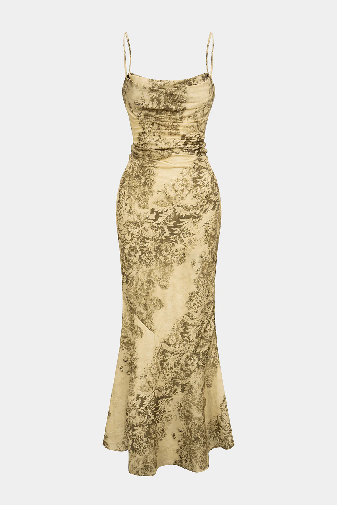 Floral Print Zipper Ruched Sleeveless Maxi Dress - Flockneti