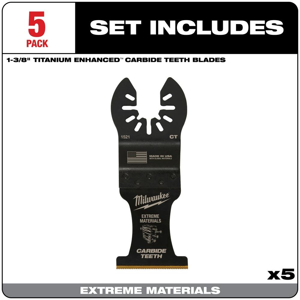Milwaukee OPEN-LOK 1-3/8″ TITANIUM ENHANCED CARBIDE TEETH MULTI-MATERIAL BLADE 5PK - Flockneti