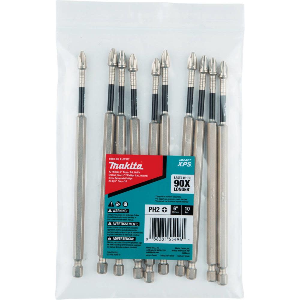 Makita Impact XPS #2 Phillips 6″ Power Bit – 10 Pack - Flockneti