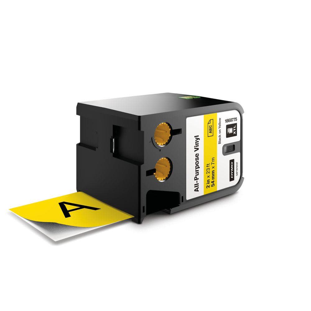 Dymo XTL 2 In. (54 mm) All-Purpose Vinyl Black On Yellow - Flockneti