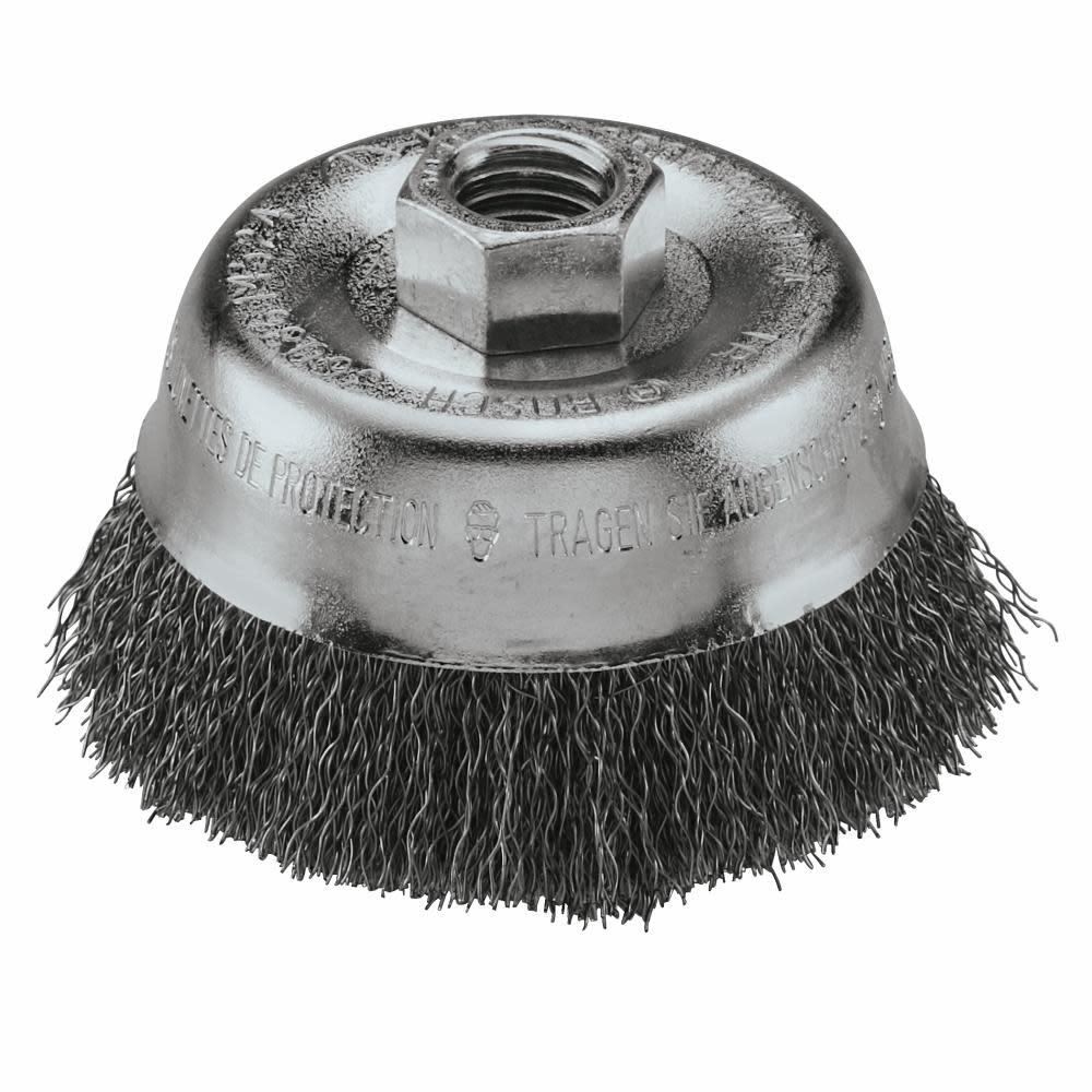 Bosch 3″ Wheel Diameter 5/8″-11 Arbor Carbon Steel Crimped Wire Cup Brush - Flockneti