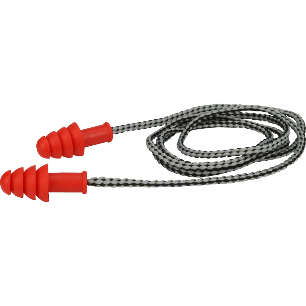 Protective Industrial Products Ear Plug Red Reusable Thermoplastic Rubber 4 Flange Corded - Flockneti