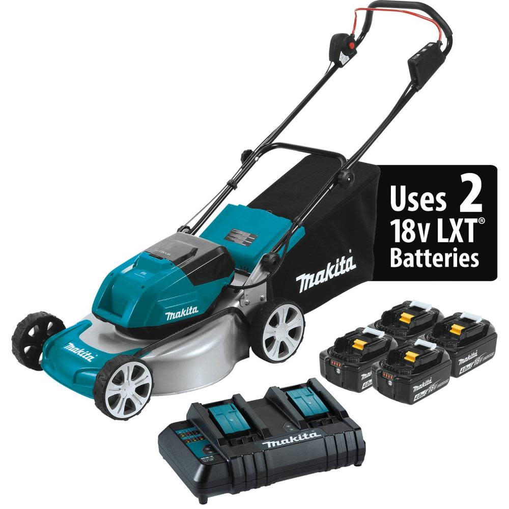 Makita 18V X2 (36V) LXT LithiumIon Brushless Cordless 18″ Lawn Mower Kit with 4 Batteries 4.0Ah - Flockneti