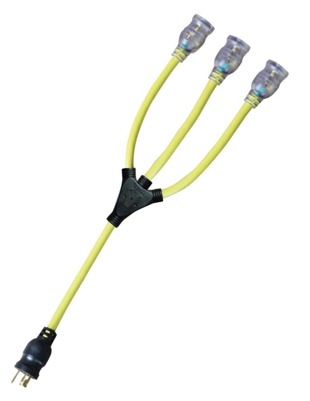 Voltec 2 ft. 12/3 STW Yellow w Adapter NEMA L5-20P L5-20 - Flockneti