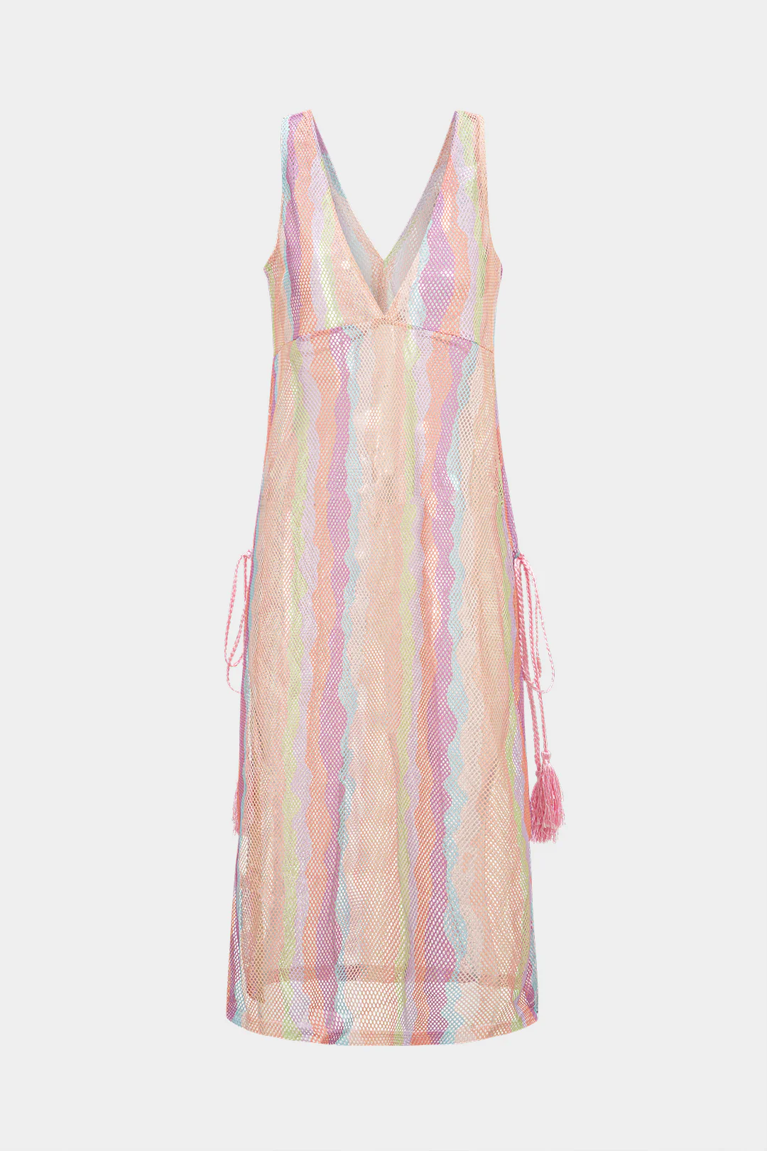 V-Neck Cut Out Tie-Up Cover Up - Flockneti
