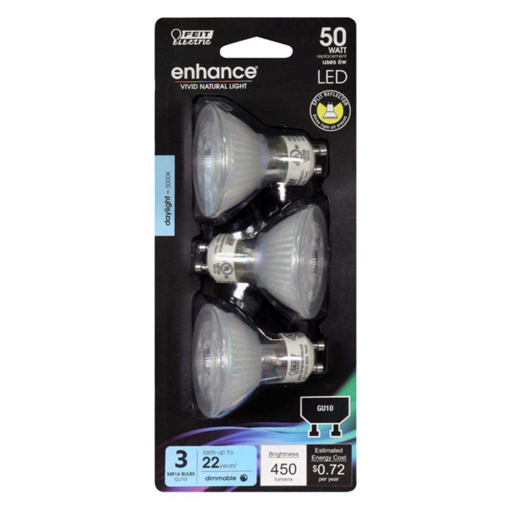 Feit Electric 50W Enhance MR16 GU10 Daylight LED Bulb 3pk - Flockneti