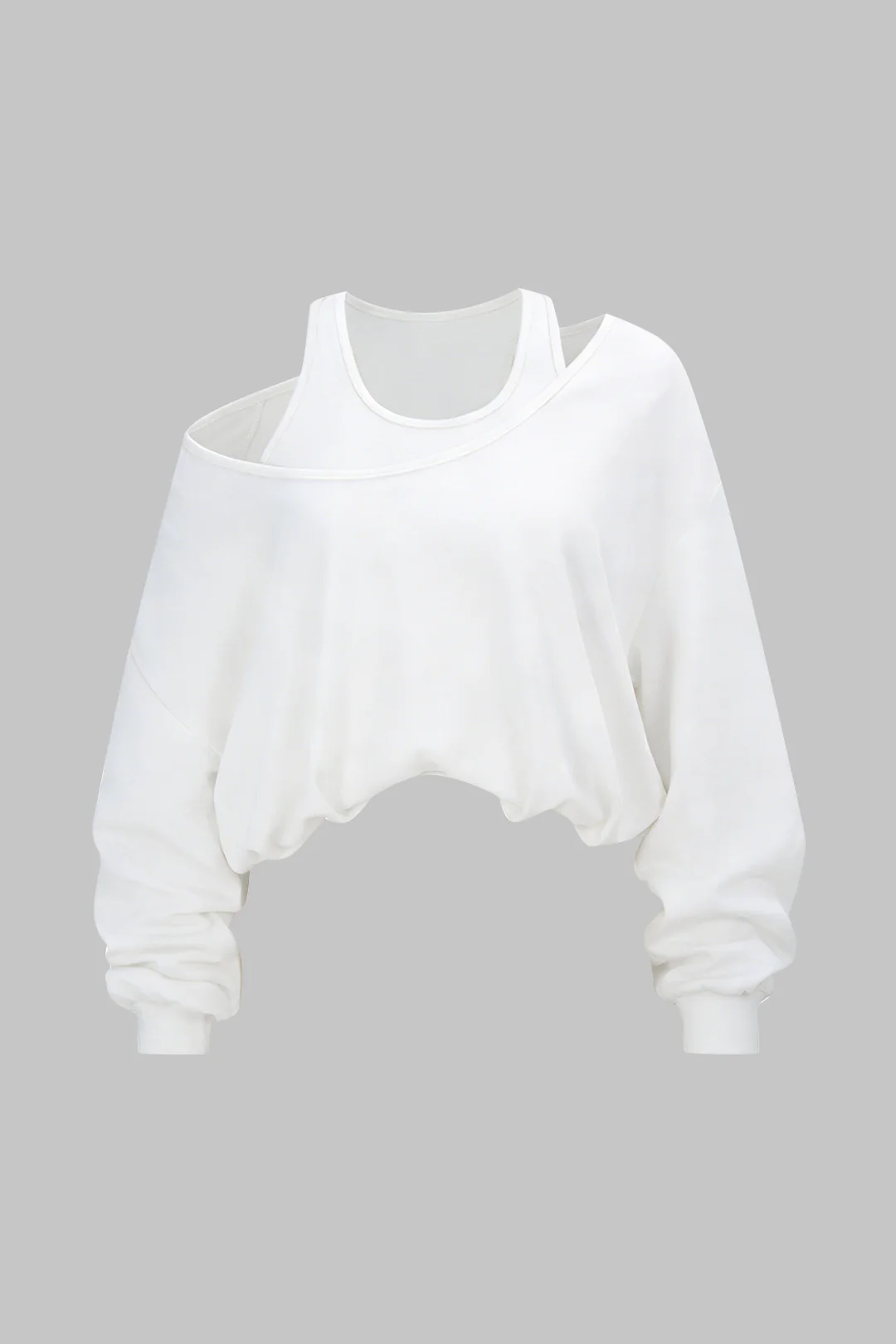 Round Neck One Shoulder Sweatshirt - Flockneti