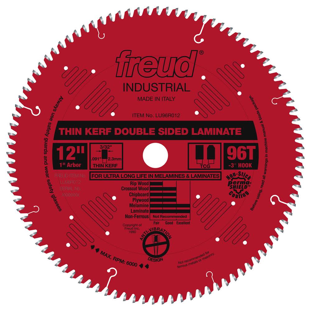 Freud 12 In. x 96T Thin Kerf Double Sided Laminate/Melamine - Flockneti
