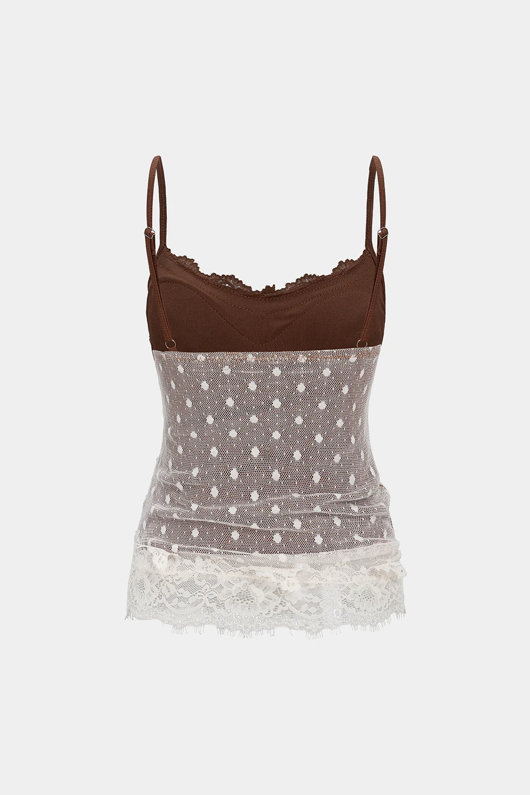 Contrast Polka Dots Lace Cami Top - Flockneti