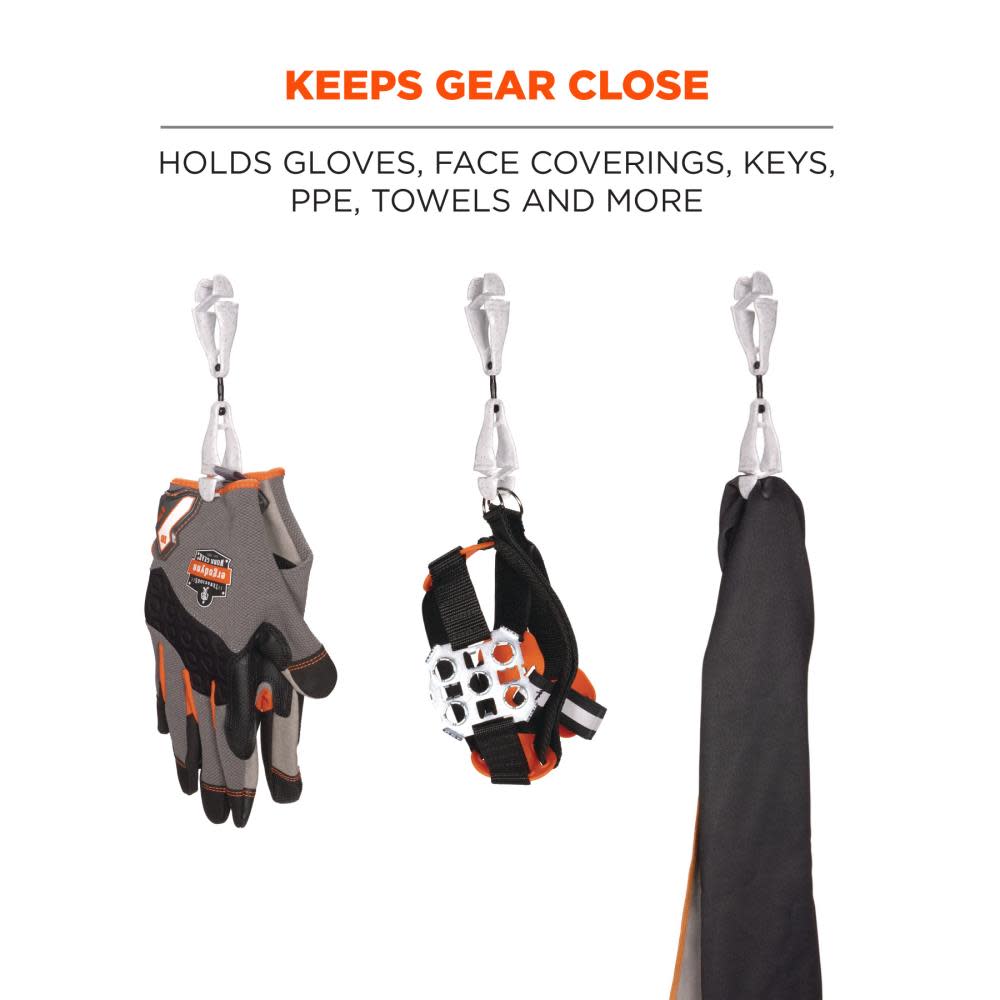 Ergodyne Squids 3420-BULK Swivel Glove Clip Holder Dual Clips Granite 100pk - Flockneti