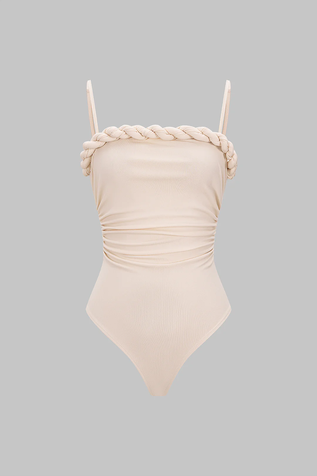 Solid Twist Knot Ruched Sleeveless Bodysuit - Flockneti