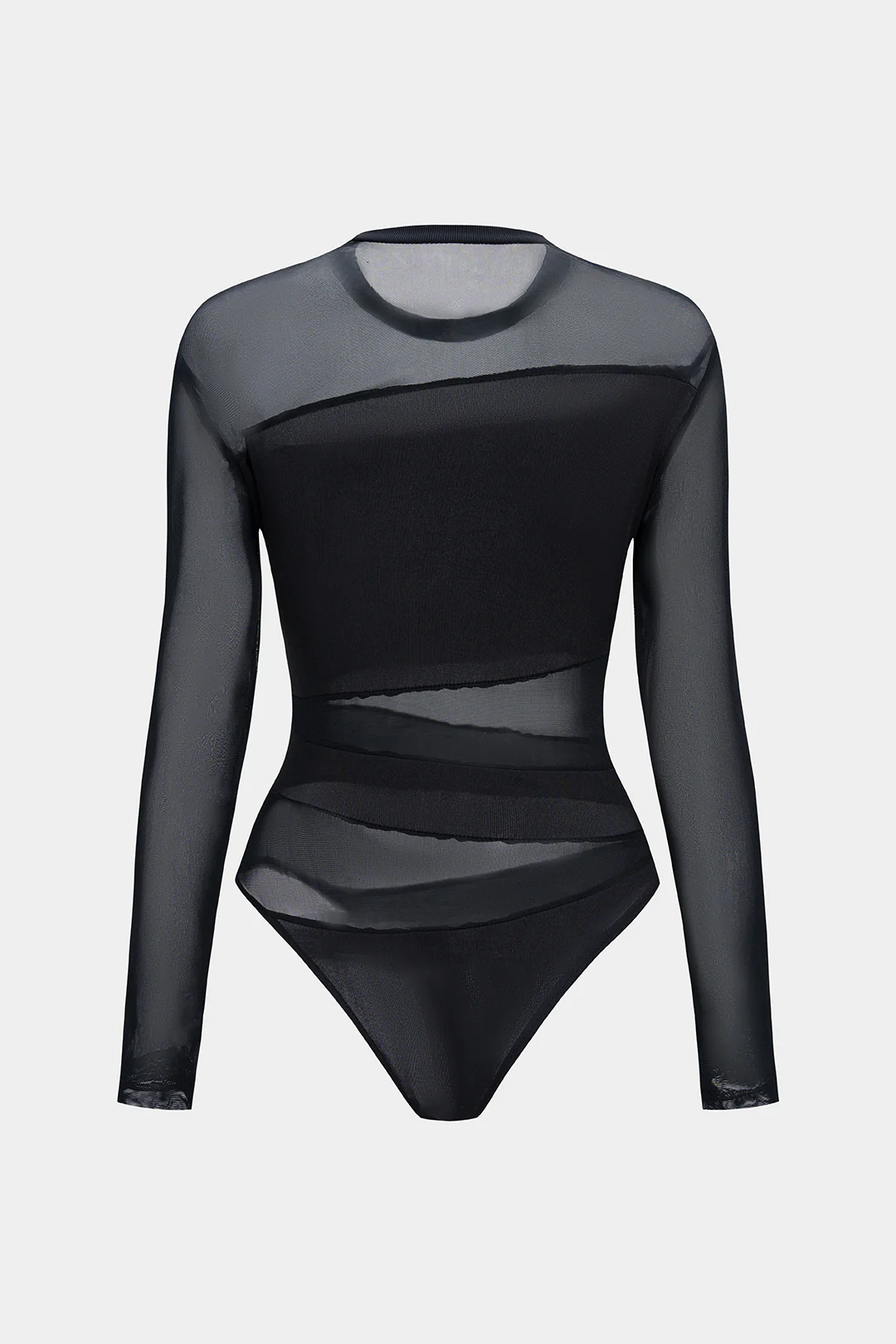 Sheer Mesh Cut Out Long Sleeve Bodysuit - Flockneti