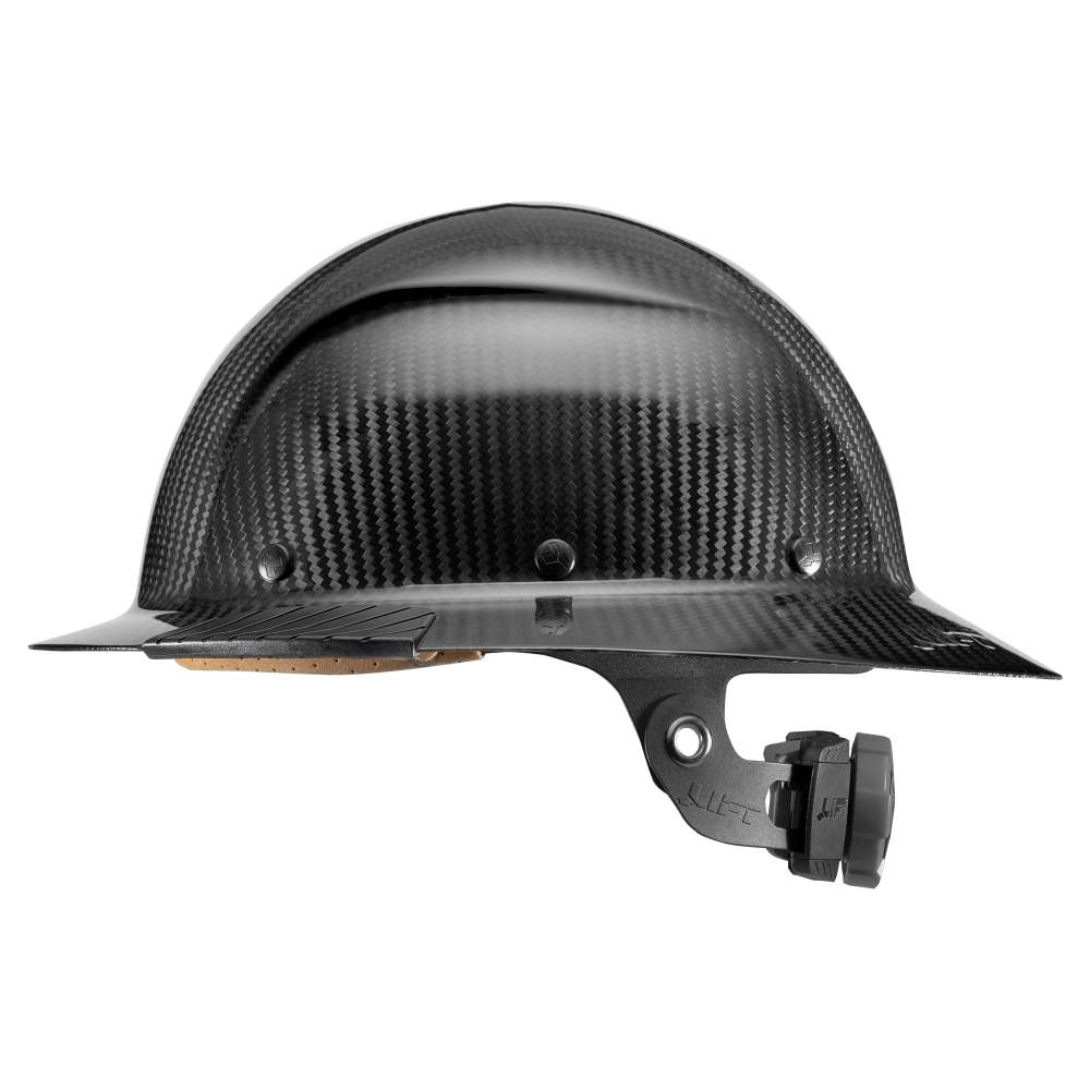 Lift Safety Hard Hat DAX Gloss Black Carbon Fiber Full Brim - Flockneti