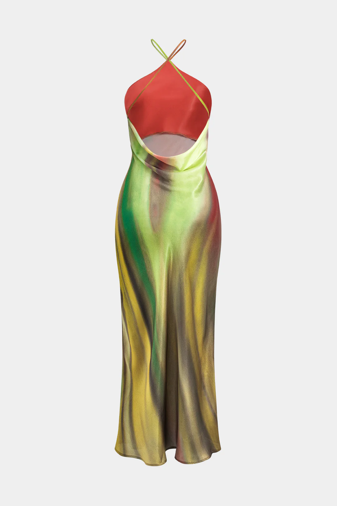 Floral Print Halter Neck Backless Maxi Dress - Flockneti