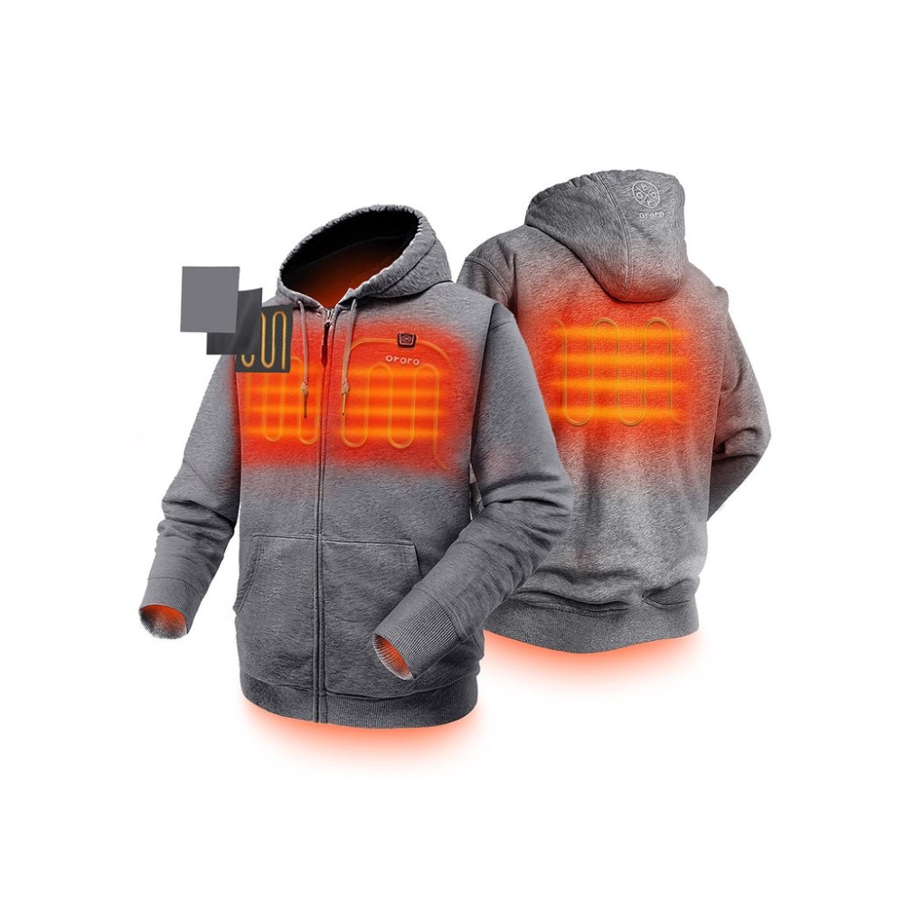 ORORO Unisex Flecking Gray Heated Fleece Hoodie Kit 2X - Flockneti