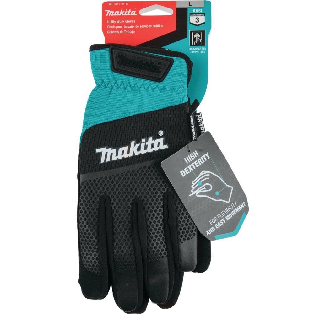 Makita Utility Work Gloves Open Cuff Flexible Protection Large - Flockneti