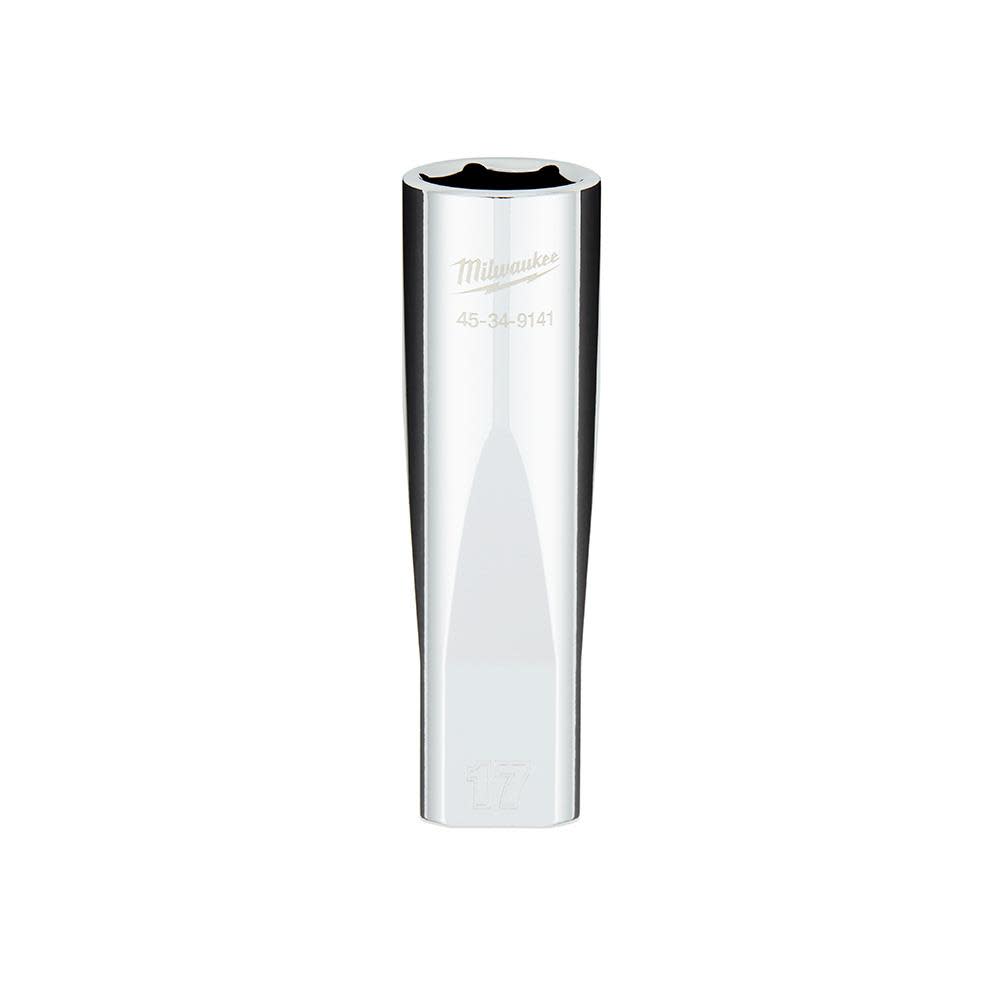 Milwaukee 1/2 in. Drive 17MM Metric 6-Point Deep Socket with FOUR FLAT Sides - Flockneti