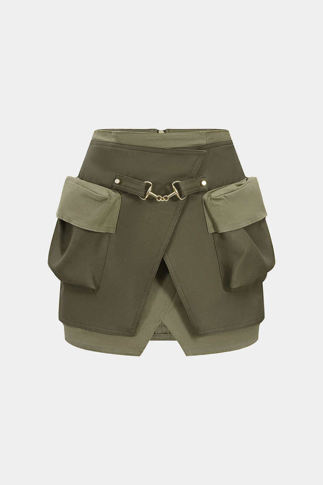 Faux Leather Contrast Pocket Skirt - Flockneti