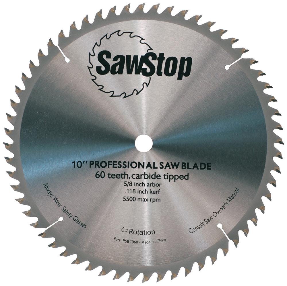 Sawstop Steel Combination Blade – 60 Tooth (ATB) Carbide Tipped - Flockneti
