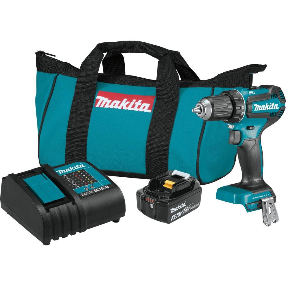 Makita 18V LXT Lithium-Ion Brushless Cordless 1/2 in. Driver-Drill Kit (3.0Ah) - Flockneti