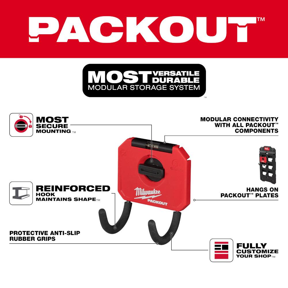Milwaukee PACKOUT 3 Curved Hook - Flockneti
