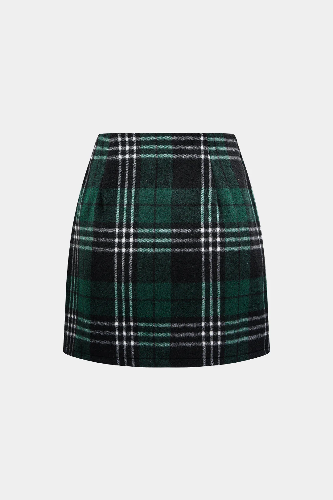 Plaid Print Woolen High Waist Mini Skirt - Flockneti