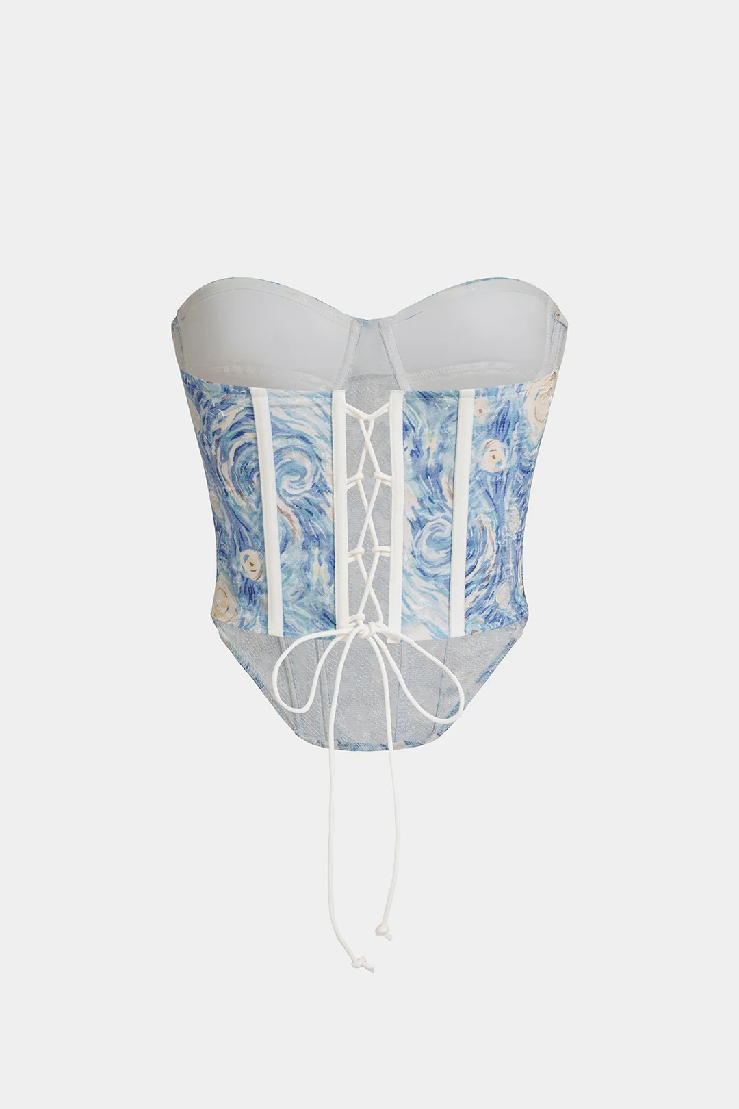 Artistic Print Bustier Tie Back Tube Top - Flockneti
