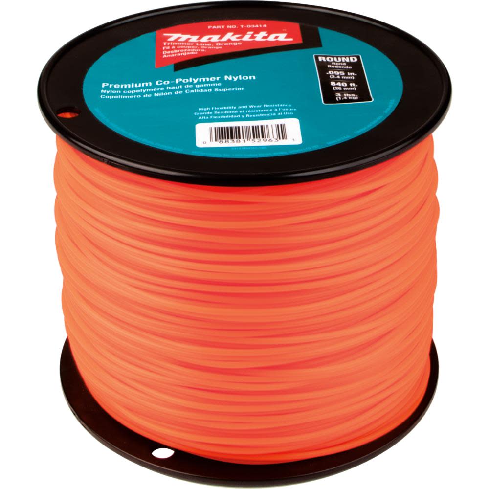 Makita Round Trimmer Line 0.095 Orange 840 3 lbs. - Flockneti