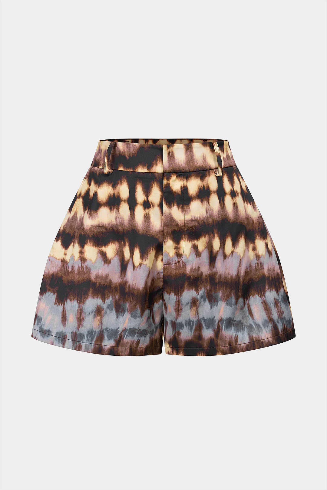 Abstract Tie Dye Print Satin Shorts - Flockneti