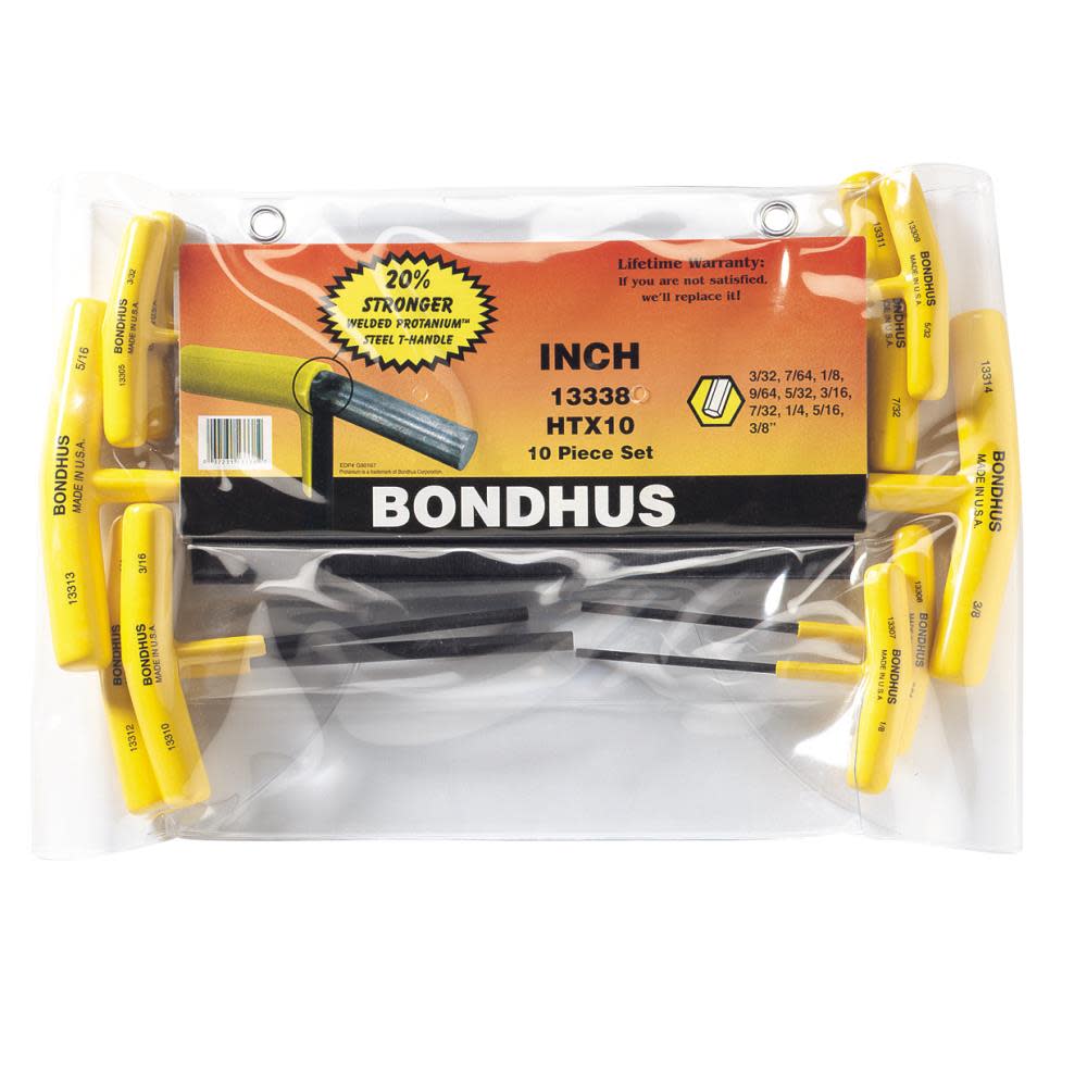 Bondhus 3/32In – 3/8In T-Handle Hex Set - Flockneti