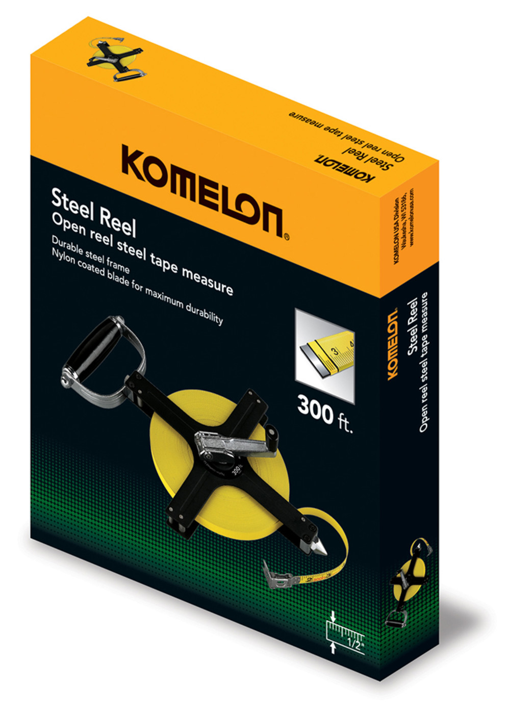 Komelon 300′ x 1/2″ Metal Frame Steel Reel Long Tape Measure - Flockneti