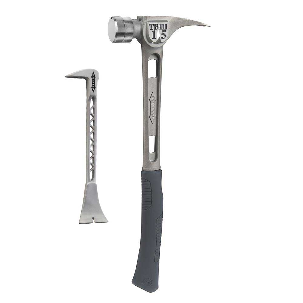 Stiletto Ti-Bone III Ti Hammer 15oz Smooth and 8-1/2″ Trimbar5 Combo - Flockneti