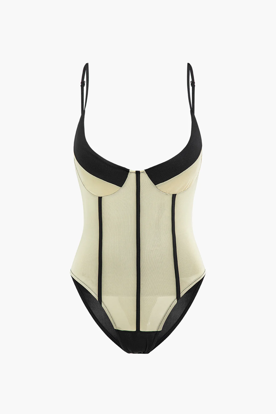 Mesh Contrast Slip Sleeveless Bodysuit - Flockneti