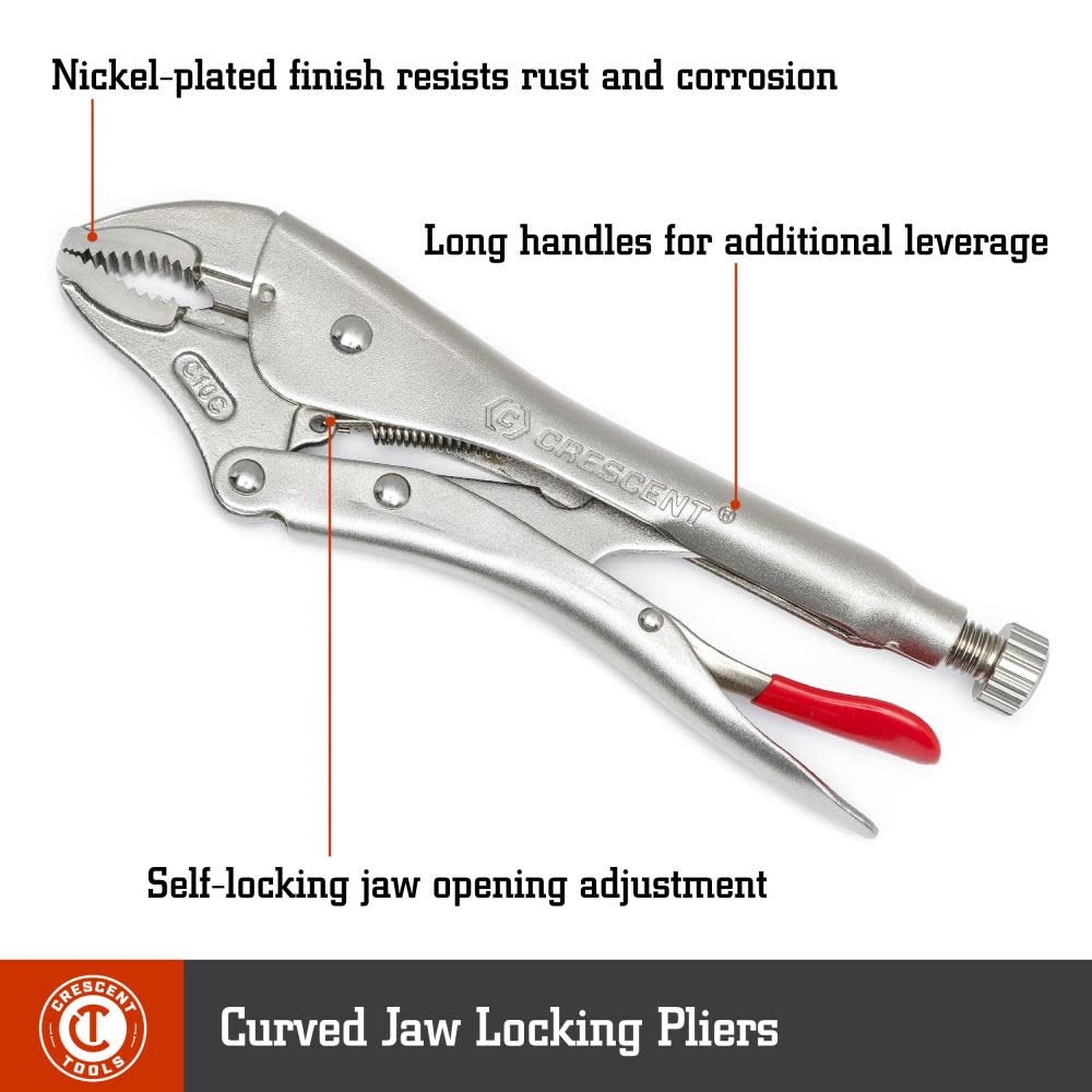 Crescent 5 Pc Curved and Long Nose Locking Plier Set - Flockneti