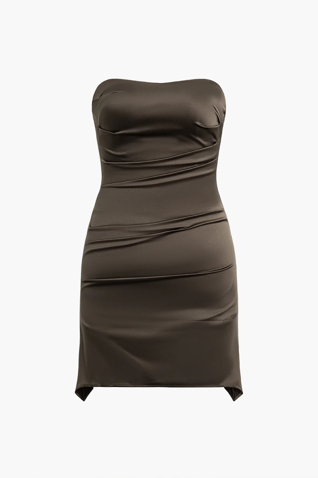 Ruched Zipper Strapless Sleeveless Mini Dress - Flockneti
