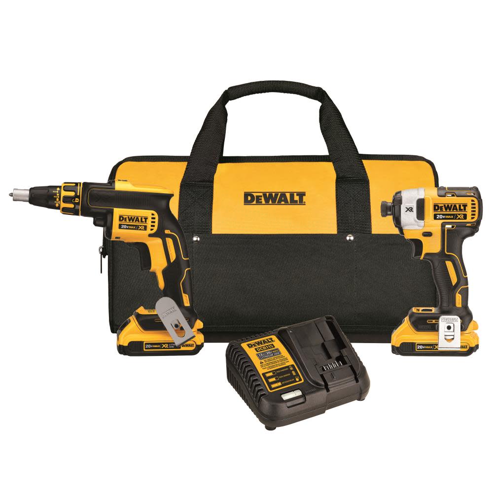 DEWALT 20 V MAX* XR Drywall Screwgun & Impact Driver Kit (2.0Ah) - Flockneti