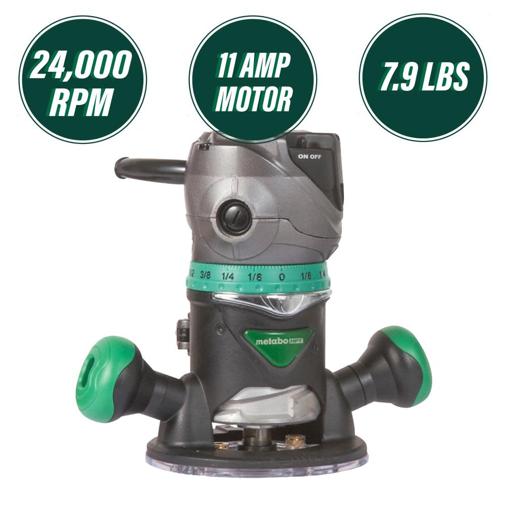 Metabo HPT 2-1/4 Peak HP Variable Speed Fixed/Plunge Base Router Kit | KM12VC - Flockneti